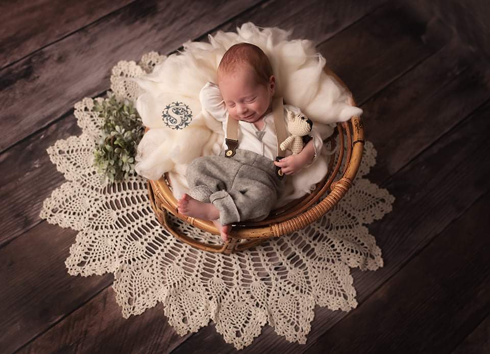 Boho Layer Häkeldecke gross beige 80 cm und 90 cm