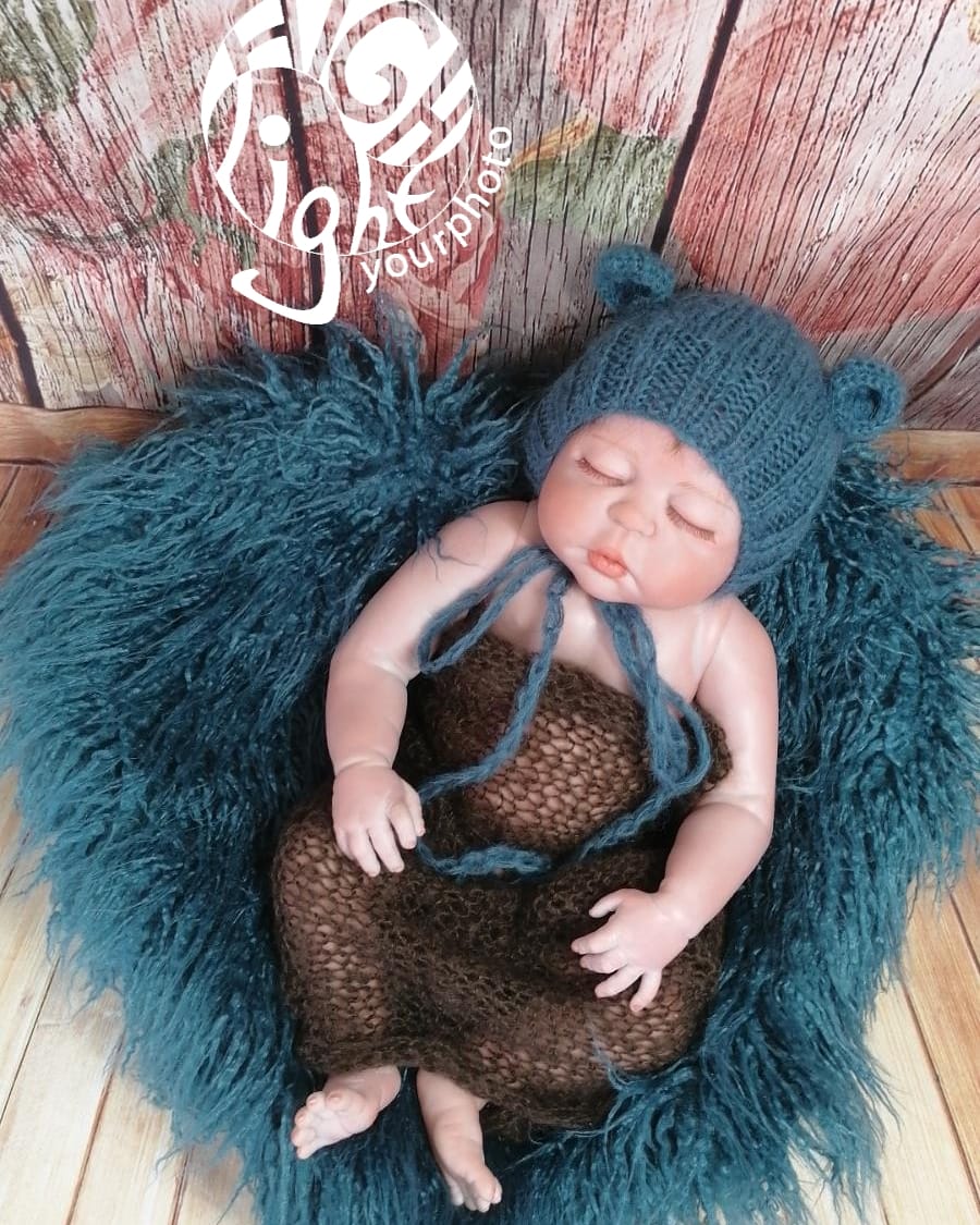 Mütze Bär Bärchen Newborn Reborn Mohair Look