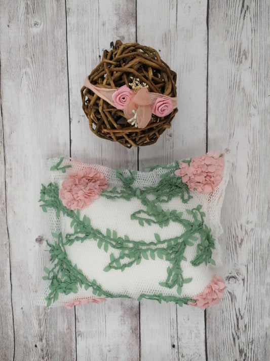 3D Rosen Blumen Kissen mit Stirnband