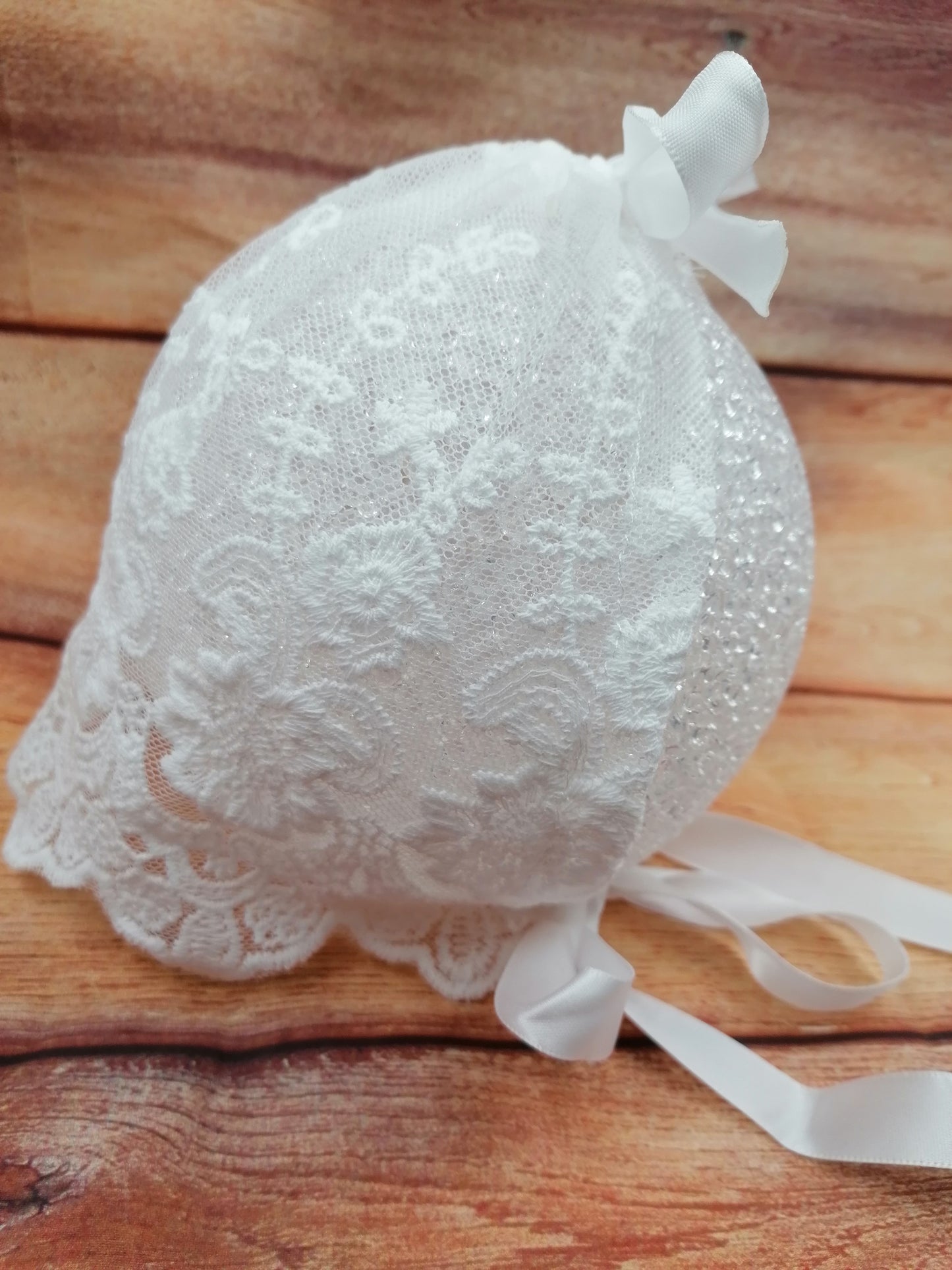 Taufhaube Taufe Bonnet Mütze Newborn Baby Kleinkind aus Spitze