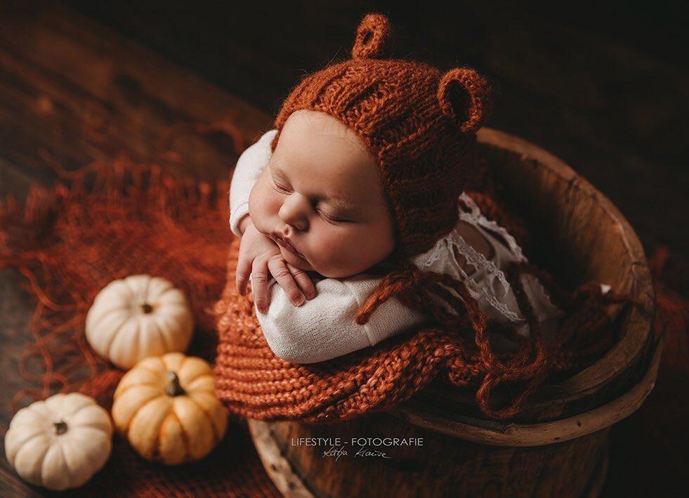 Mütze Bär Bärchen Newborn Reborn Mohair Look