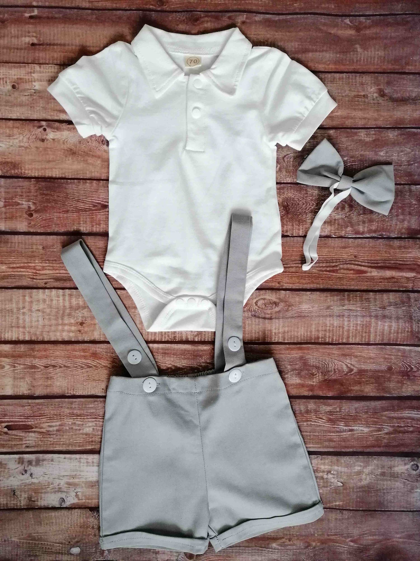 Boho Vintage Outfit Baby Junge Jungen Body und kurze Hose