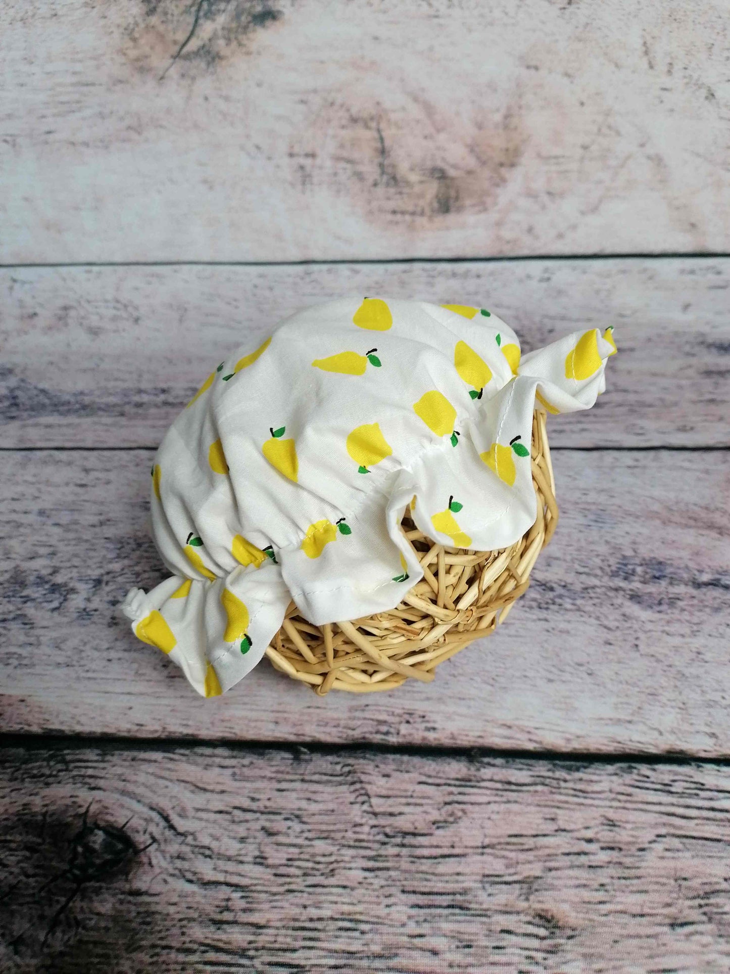 Handmade Badehaube Bademütze Bathing Cap Zitrone und Erdbeere