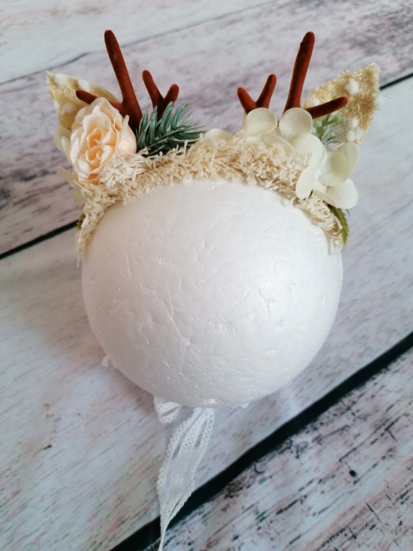 Haarkranz Haarband Newborn Reh Hirsch Maus Blume