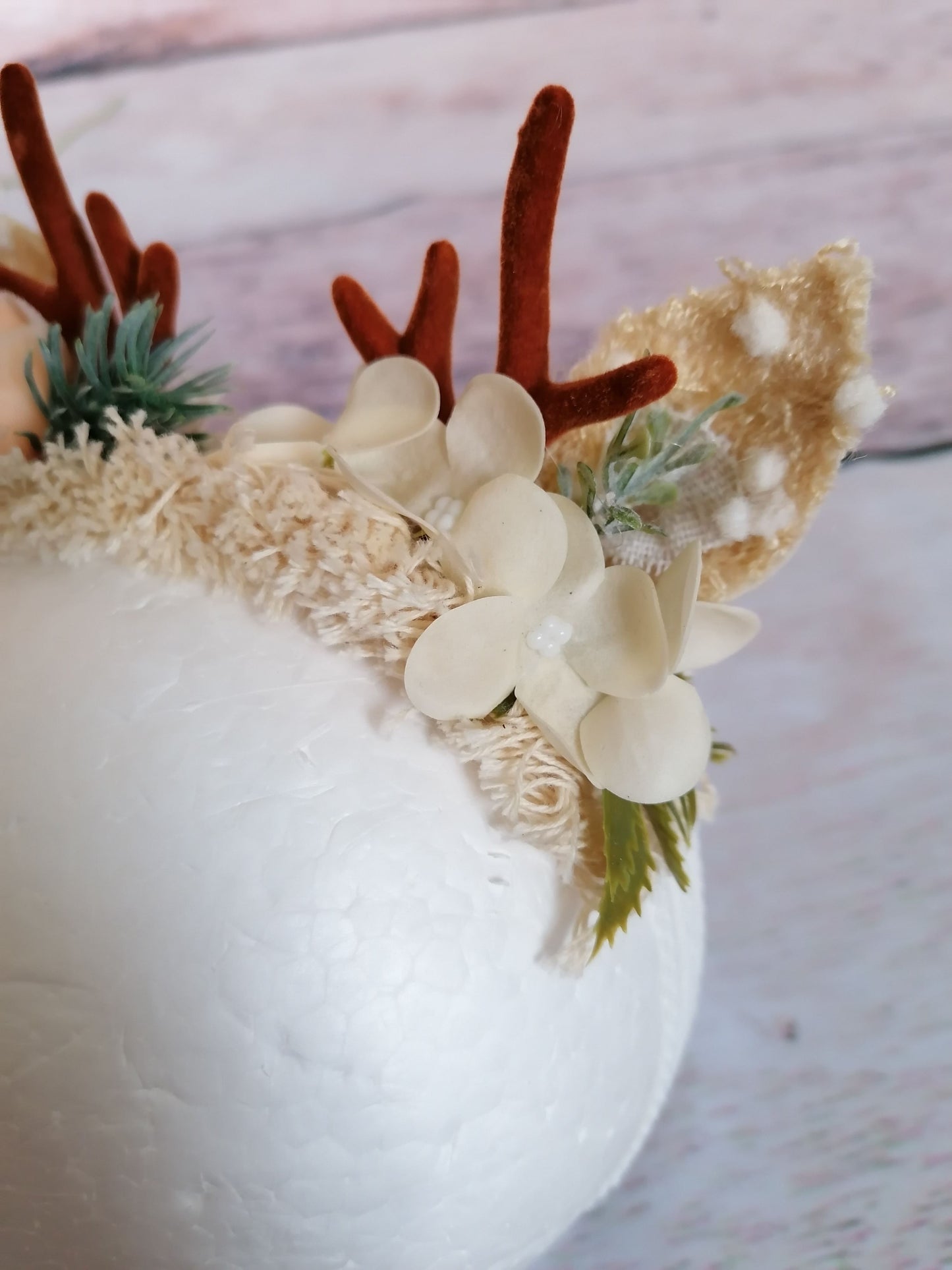 Haarkranz Haarband Newborn Reh Hirsch Maus Blume