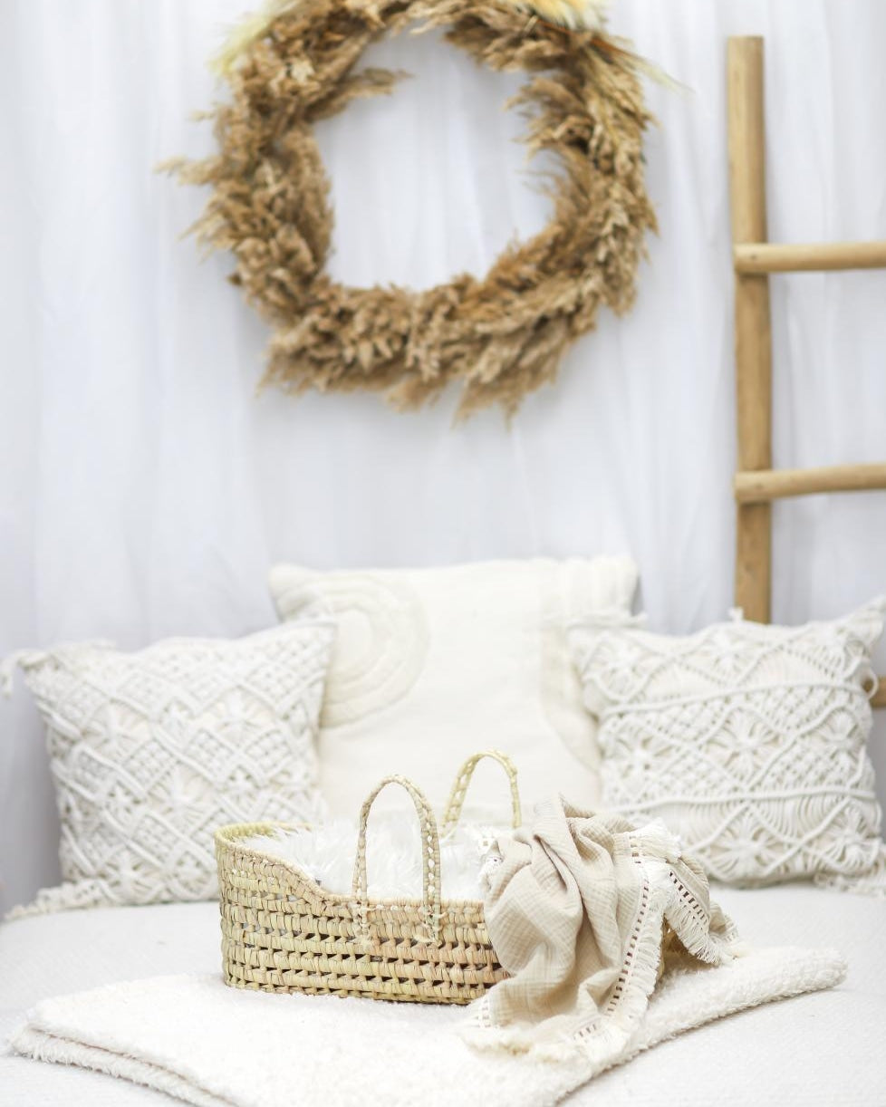 Boho Moseskorb Moseskörbchen für Fotoshooting Tragetasche L 60 cm und M 50 cm
