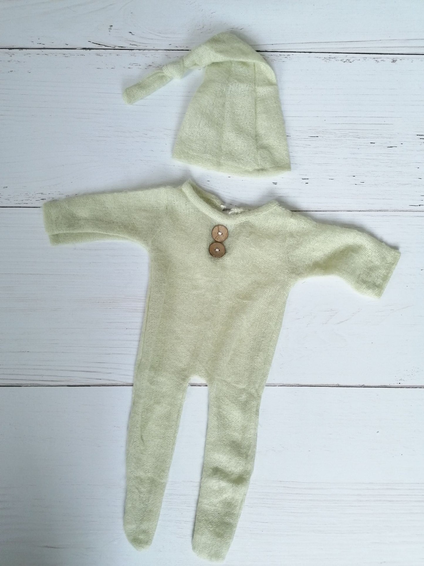 Newborn Mohair Outfit Set Strampler und Zipfelmütze Reborn