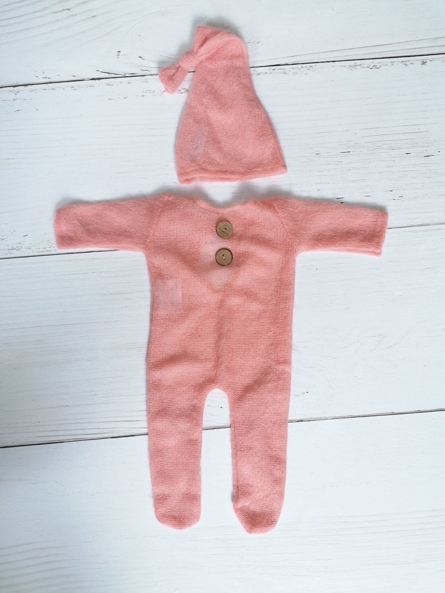 Newborn Mohair Outfit Set Strampler und Zipfelmütze Reborn