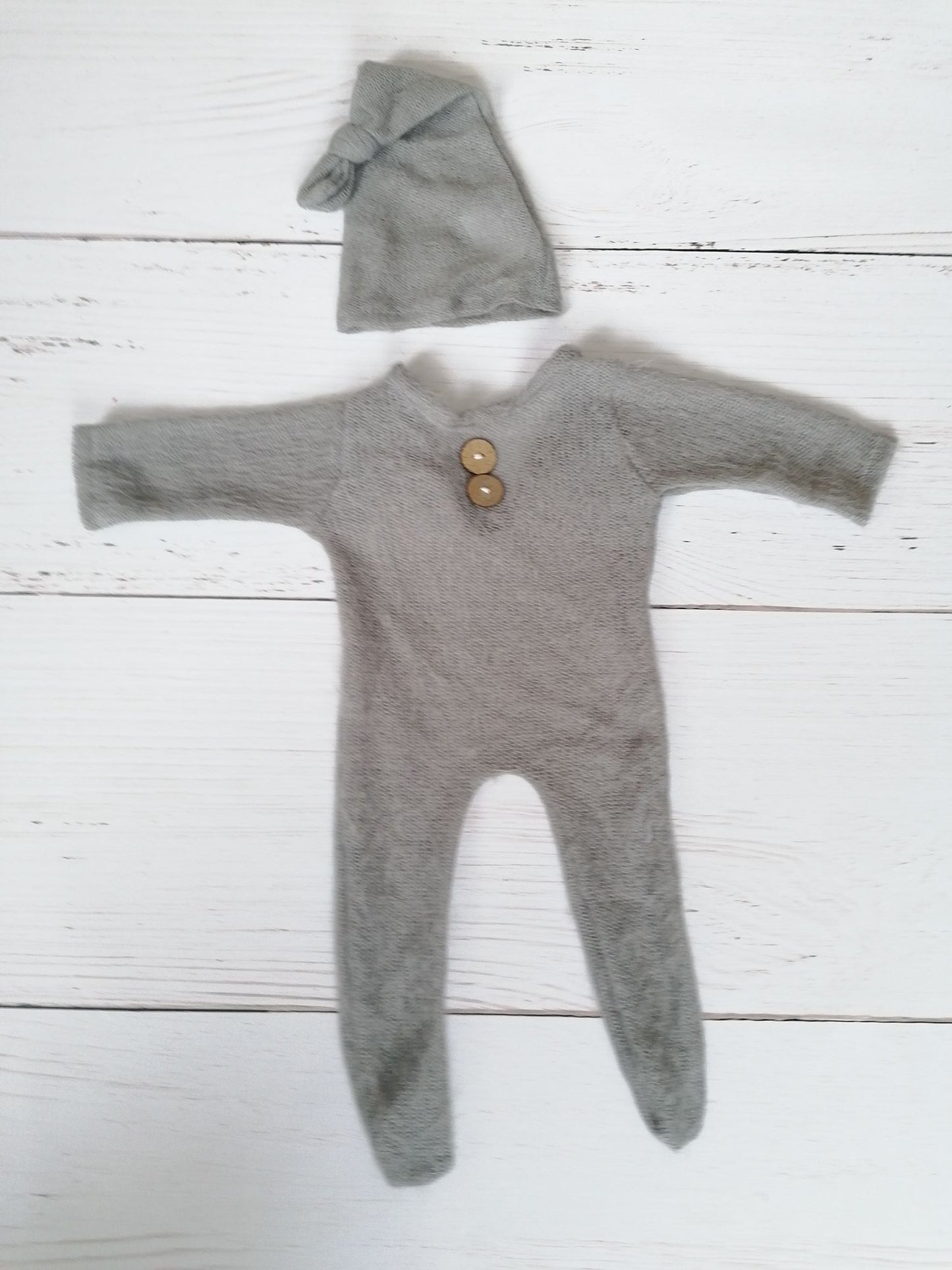 Newborn Mohair Outfit Set Strampler und Zipfelmütze Reborn