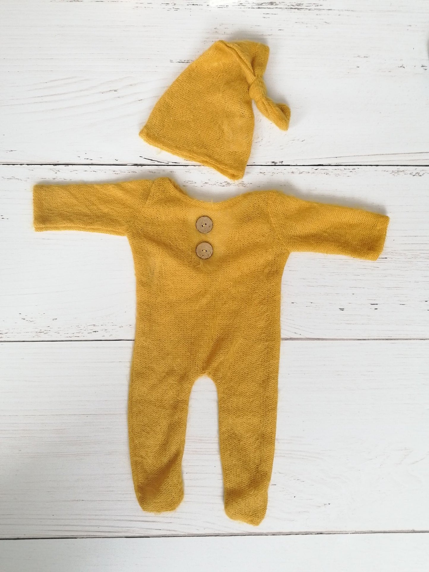 Newborn Mohair Outfit Set Strampler und Zipfelmütze Reborn