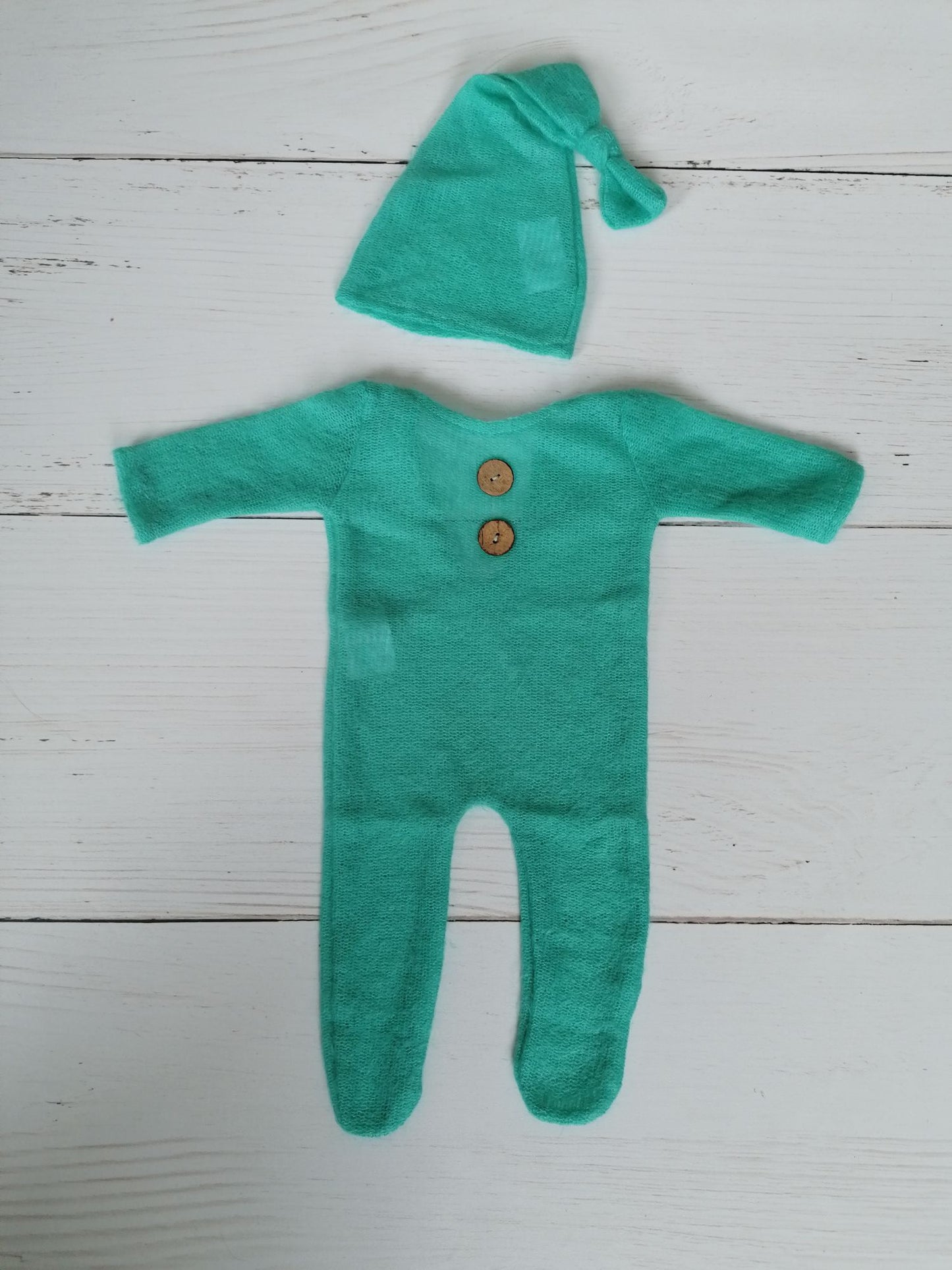 Newborn Mohair Outfit Set Strampler und Zipfelmütze Reborn