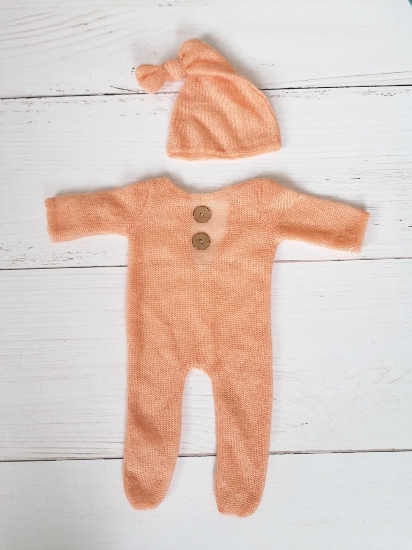 Newborn Mohair Outfit Set Strampler und Zipfelmütze Reborn