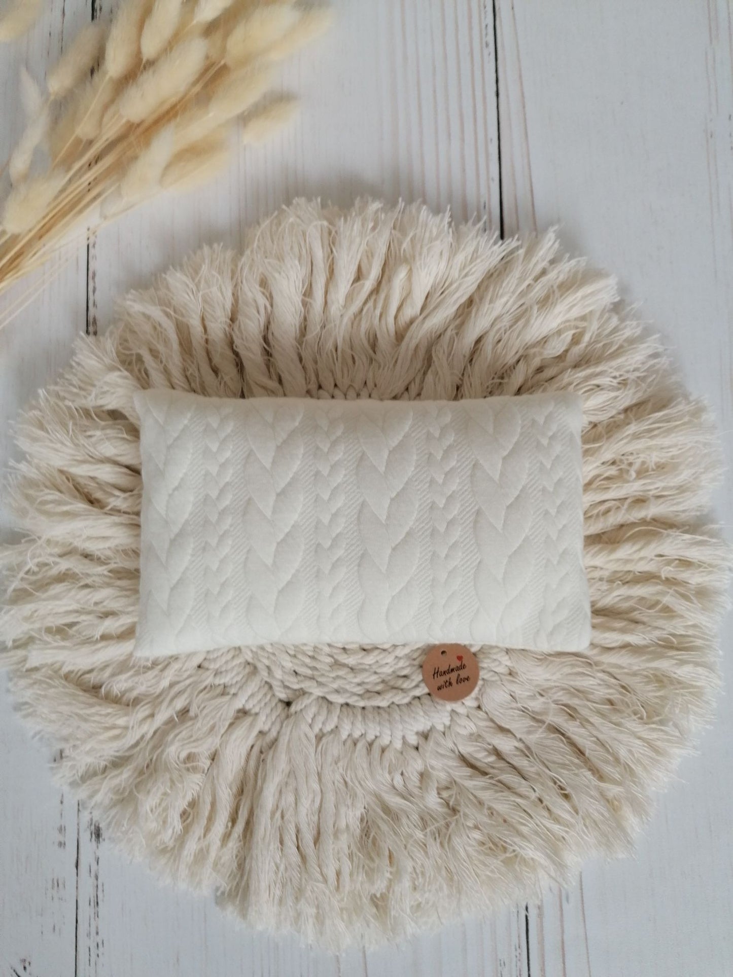 Boho Kissen und Mütze mit Zopfmuster