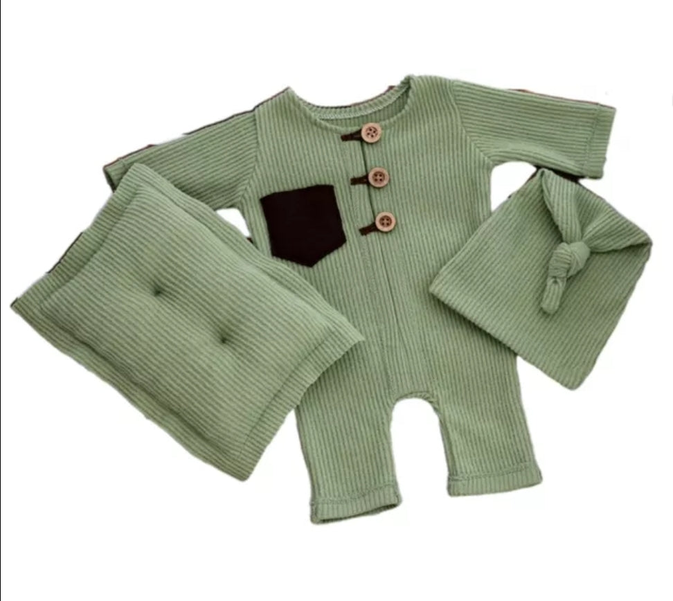 Newborn Reborn 3er Set Strampler Kissen und Mütze