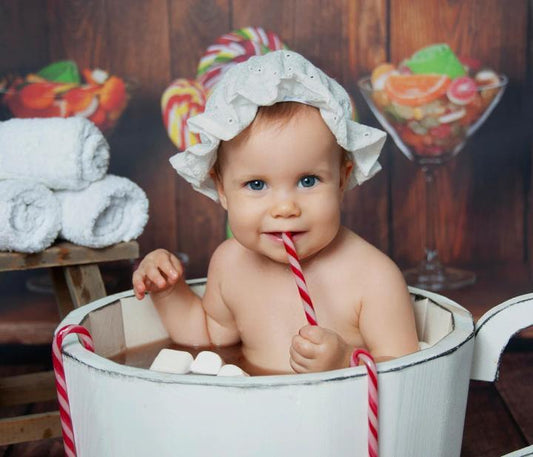 Badehaube Bademütze für 9-12 Monate, bestickt, naturweiß