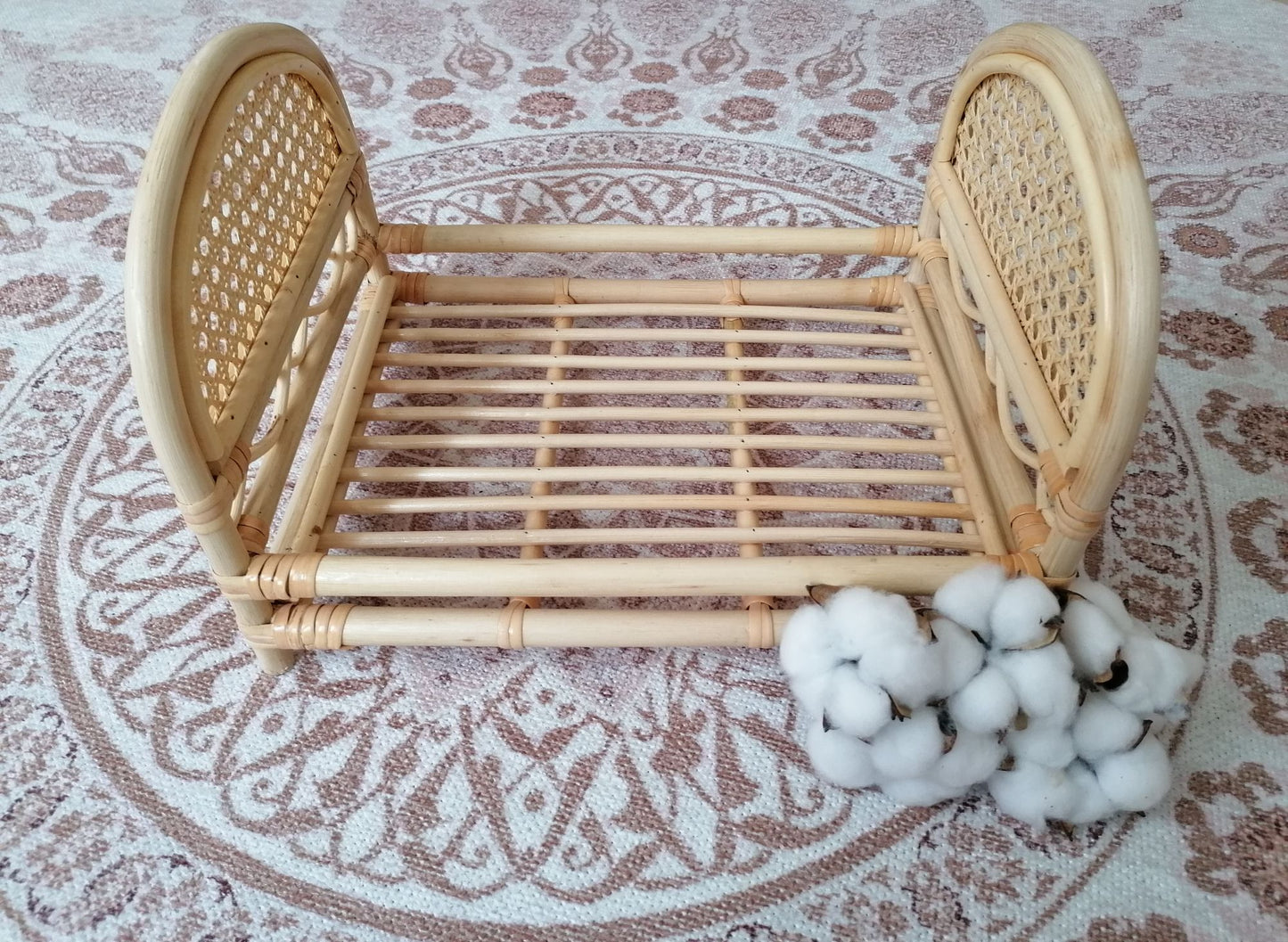 Rattan Bett Wiener Geflecht hell Modell 3 Newborn Reborn Rattanbett