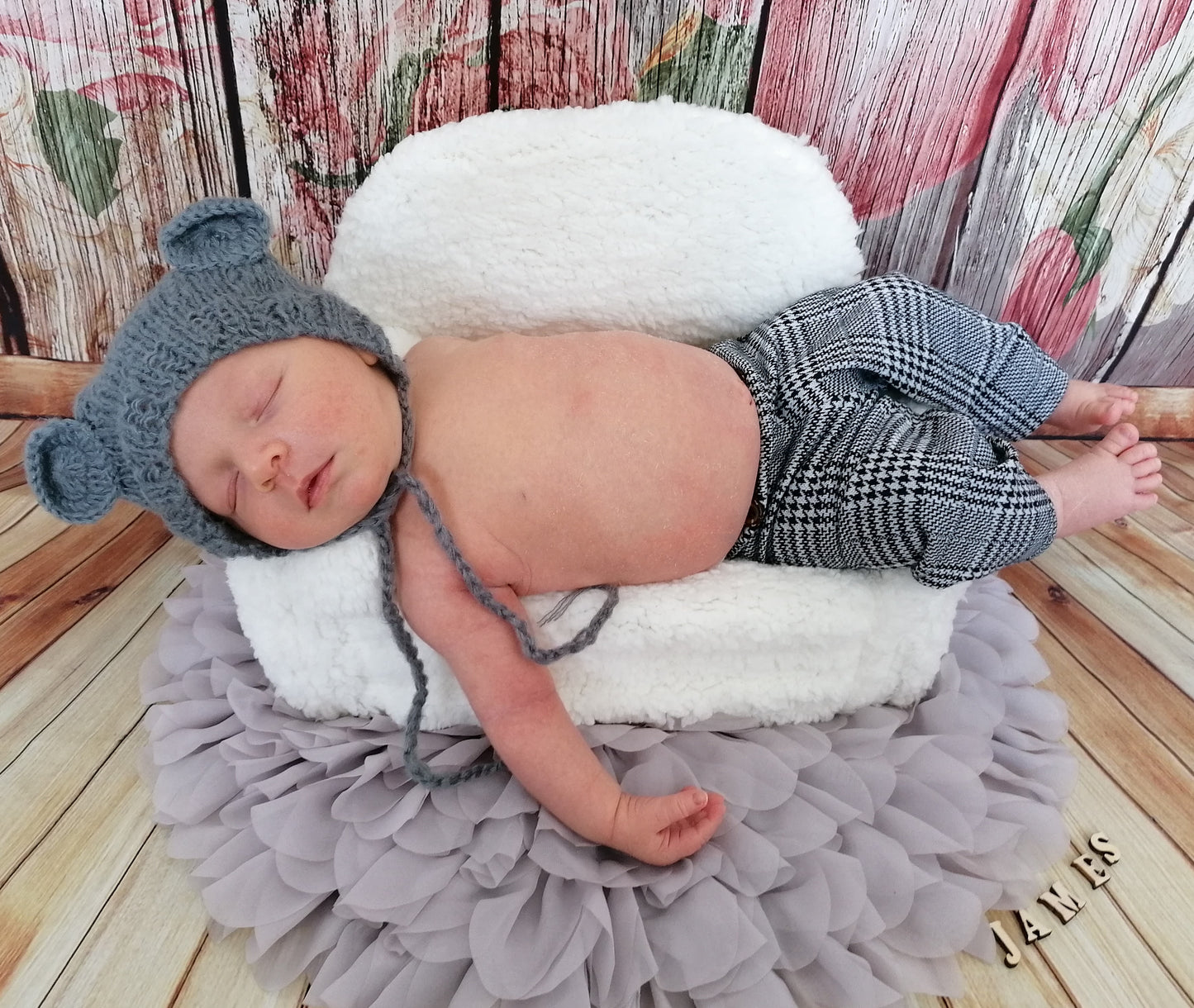 Mütze Bär Bärchen Newborn Reborn Mohair Look