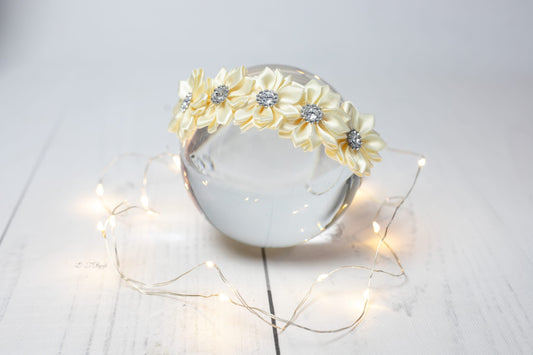 Stirnband Haarband mit Blumen und Strass