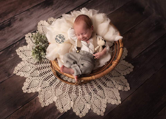 Boho Layer Häkeldecke gross beige 80 cm und 90 cm