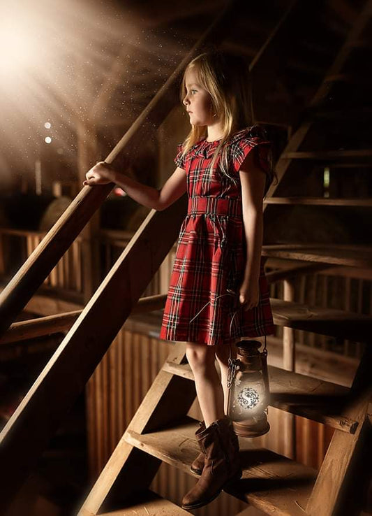 Kleid mit Stirnband Weihnachten kariert