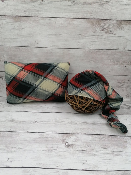 Set Mütze und Kissen kariert