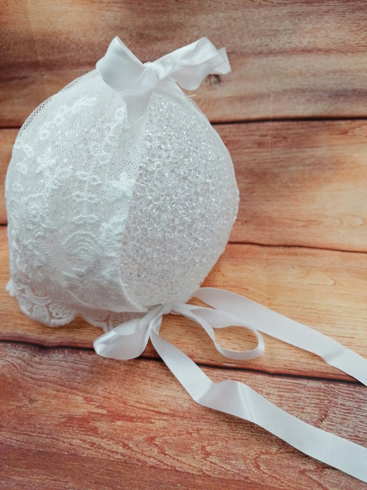 Taufhaube Taufe Bonnet Mütze Newborn Baby Kleinkind aus Spitze