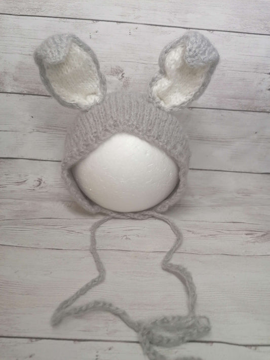 Newborn Reborn Hasenohren Mütze in grau