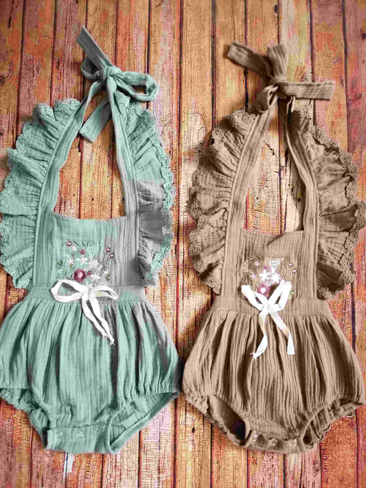 Overall Romper braun und grün Baby Toddler Sitter