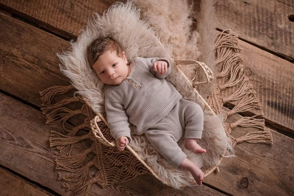 Baby Fotodecken-Set Für Neugeborene - 3-teilig Mit Wickeldecke, Stricktuch Und Stirnband, Weich, Waschbar