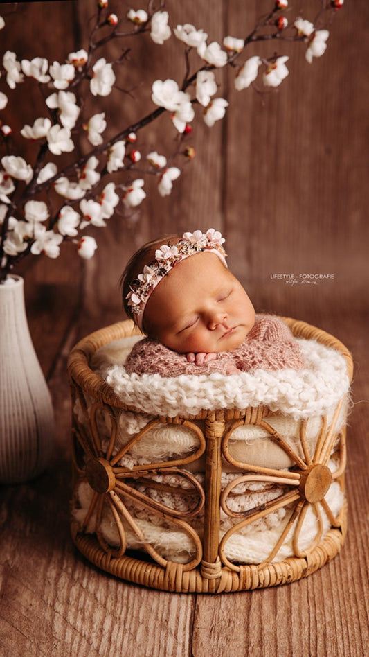 Rattan Korb Rattankorb Eimer basket with flower