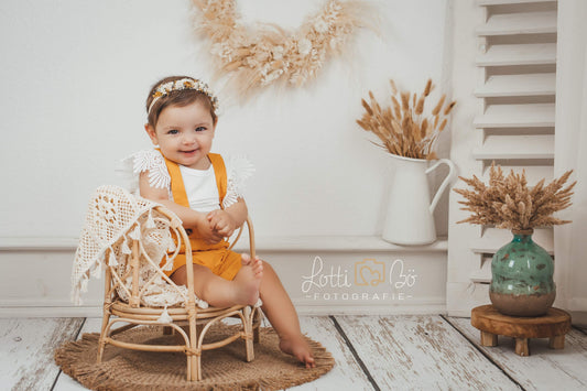 Boho Decke Tuch beige mit Fransen